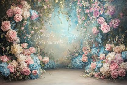 Avezano Pink Rose Floral Archway Photography Backdrop Designed By Lidia Redekopp