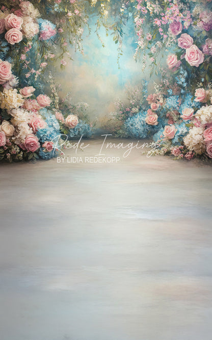Avezano Pink Rose Floral Archway Photography Backdrop Designed By Lidia Redekopp