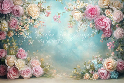Avezano Pastel Pink Rose Garden Photography Backdrop Designed By Lidia Redekopp
