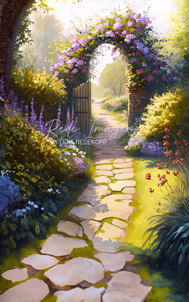 Avezano Floral Archway Garden Path Photography Backdrop Designed By Lidia Redekopp