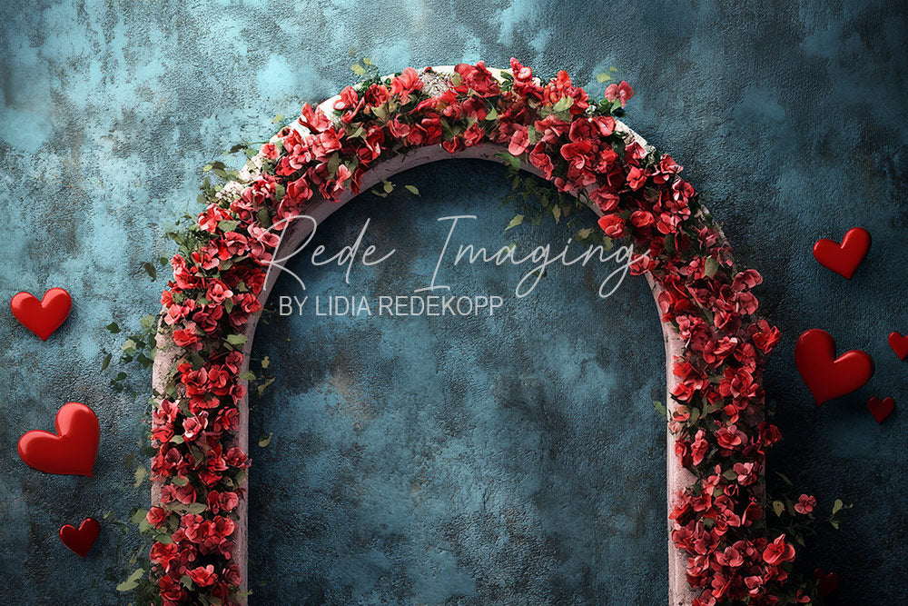 Avezano Red Rose Heart Archway Photography Backdrop Designed By Lidia Redekopp