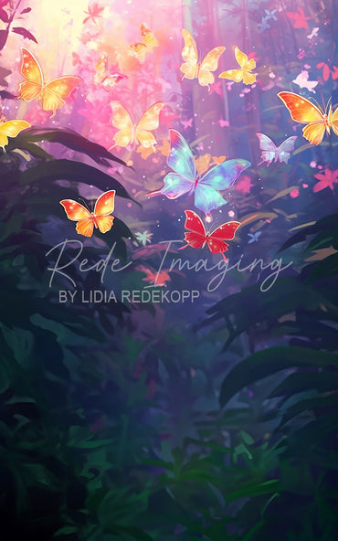 Avezano Rainbow Butterfly Meadow Photography Backdrop Designed By Lidia Redekopp