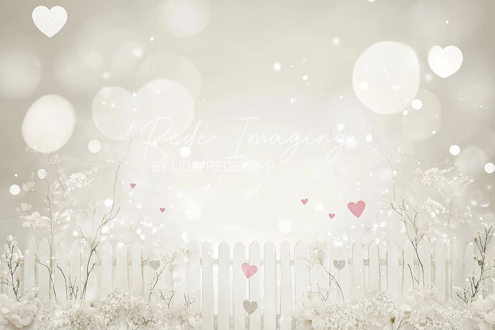 Avezano White Fence Love Heart Arch Photography Backdrop Designed By Lidia Redekopp