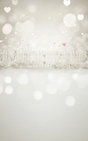 Avezano White Fence Love Heart Arch Photography Backdrop Designed By Lidia Redekopp