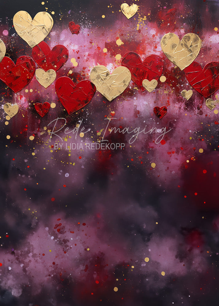 Avezano Red Gold Heart Art Photography Backdrop Designed By Lidia Redekopp
