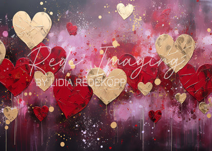 Avezano Red Gold Heart Art Photography Backdrop Designed By Lidia Redekopp