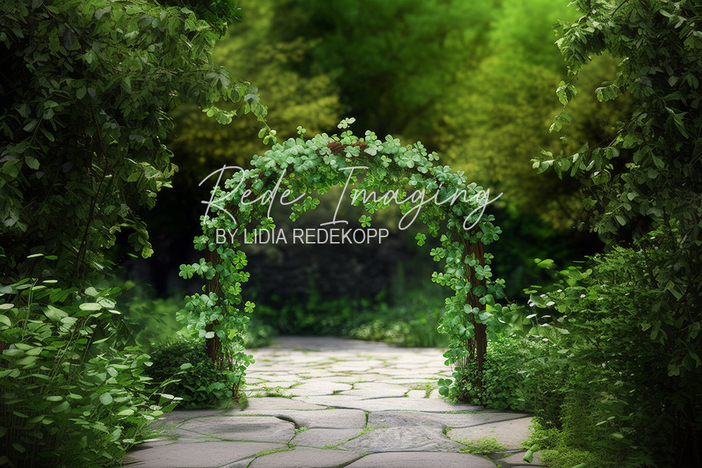 Avezano Green Shamrock Archway Photography Backdrop Designed By Lidia Redekopp