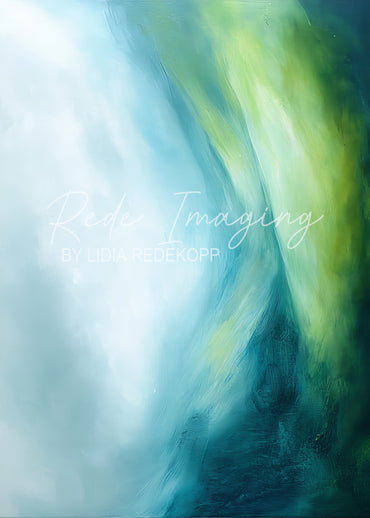 Avezano Teal Green Misty Landscape Abstract Photography Backdrop Designed By Lidia Redekopp
