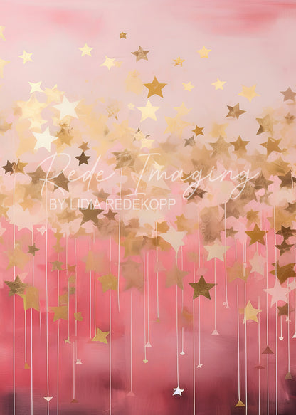 Avezano Pink Gold Hanging Star Gradient Photography Backdrop Designed By Lidia Redekopp