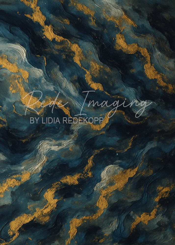 Avezano Teal Black Wavy Gold Marble Abstract Photography Backdrop Designed By Lidia Redekopp