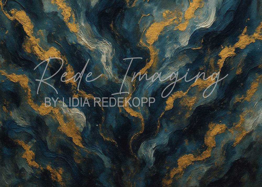 Avezano Teal Black Wavy Gold Marble Abstract Photography Backdrop Designed By Lidia Redekopp