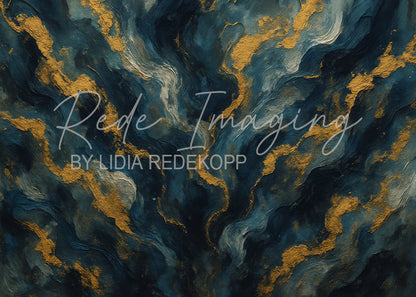 Avezano Teal Black Wavy Gold Marble Abstract Photography Backdrop Designed By Lidia Redekopp