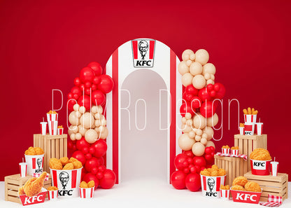 Toile de fond pour photographie de baiser de roses et de ballons de la Saint-Valentin d'Avezano conçue par Polly Ro Design