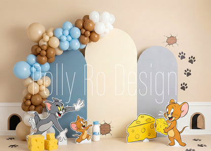 Toile de fond pour photographie de baiser de roses et de ballons de la Saint-Valentin d'Avezano conçue par Polly Ro Design