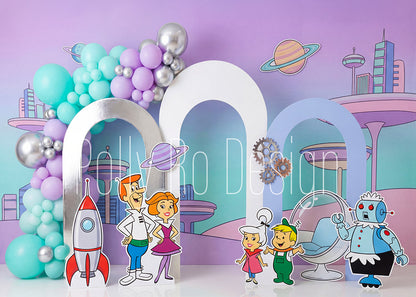 Avezano Jetsons Retro Futuristic Space Photography Backdrop Designed By Polly Ro Design