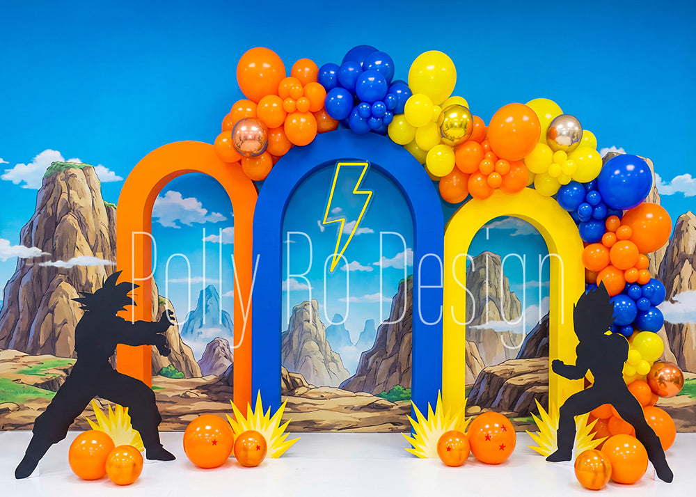 Toile de fond pour photographie de baiser de roses et de ballons de la Saint-Valentin d'Avezano conçue par Polly Ro Design