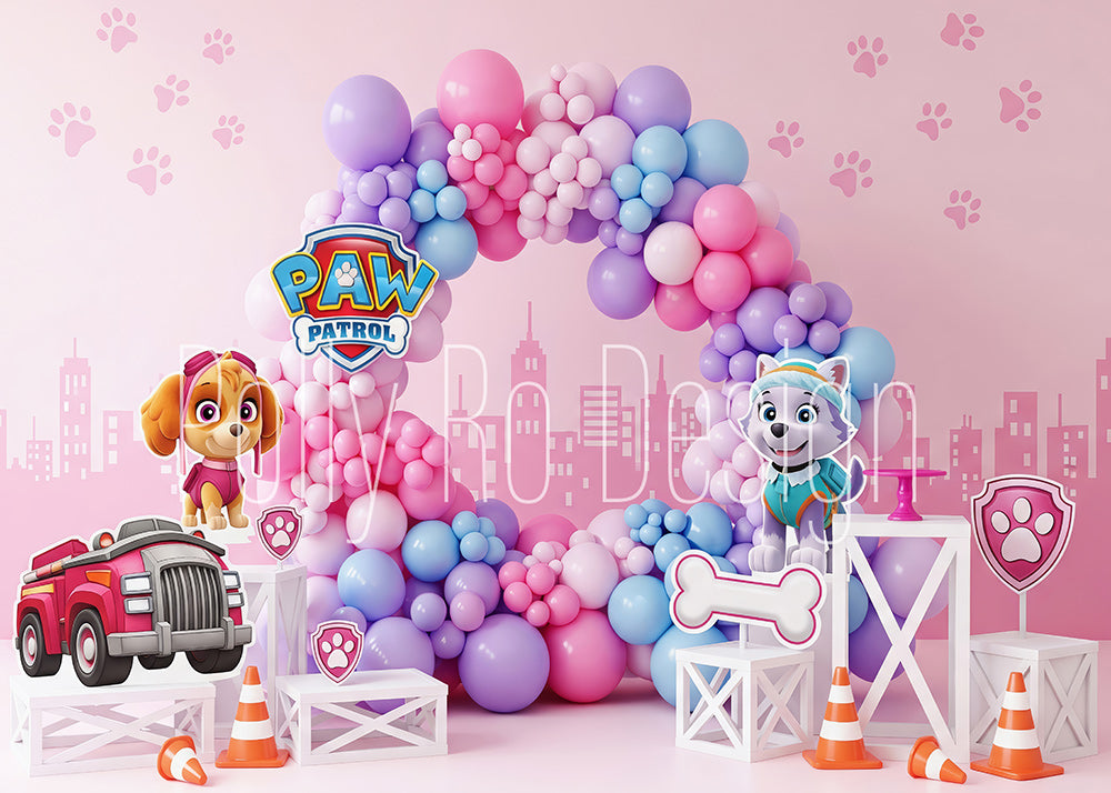Avezano Paw Patrol Pink Purple Puppy Photography Backdrop Designed By Polly Ro Design