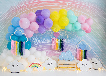 Avezano Pastel Rainbow Cloud Balloon Photography Background By Encanto Designer