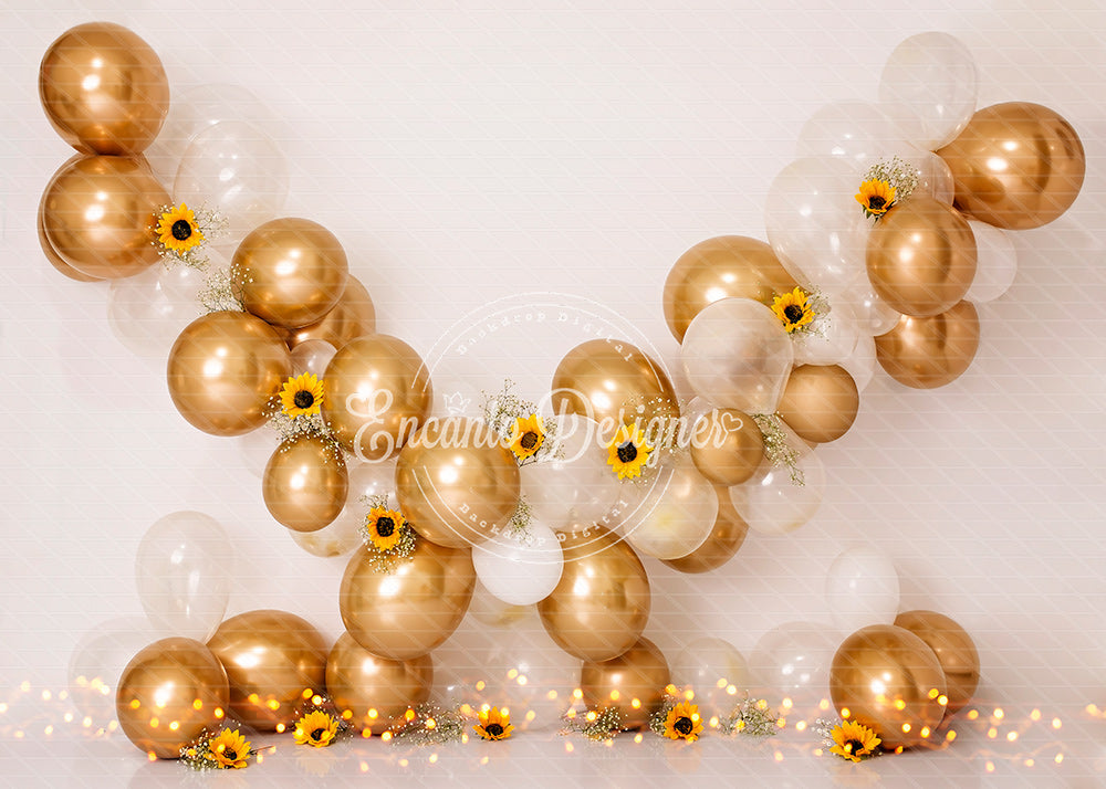 Avezano Gold Clear Balloon Sunflower Photography Background By Encanto Designer