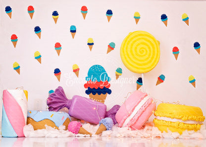 Avezano Colorful Ice Cream Candy Lollipop Photography Background By Encanto Designer
