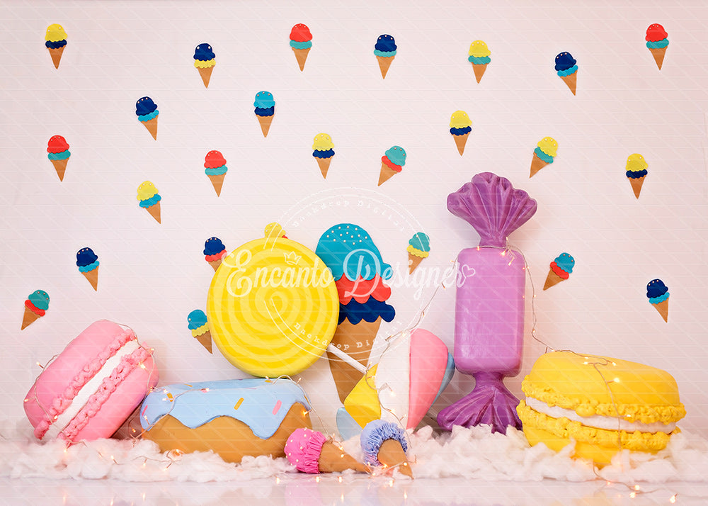 Avezano Bright Ice Cream Candy Lollipop Photography Background By Encanto Designer