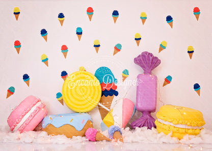 Avezano Bright Ice Cream Candy Lollipop Photography Background By Encanto Designer