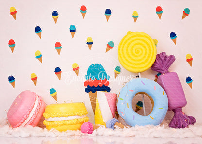 Avezano Sweet Ice Cream Donut Candy Photography Background By Encanto Designer