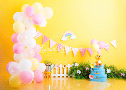 Avezano Pink Yellow Balloon Rainbow Duck Photography Background By Encanto Designer