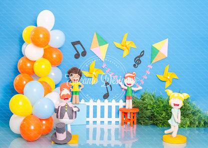 Avezano Rainbow Balloon Kite Music Note Photography Background By Encanto Designer