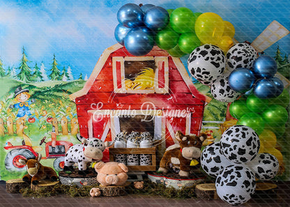 Avezano Farm Animal Cow Print Balloon Photography Background By Encanto Designer