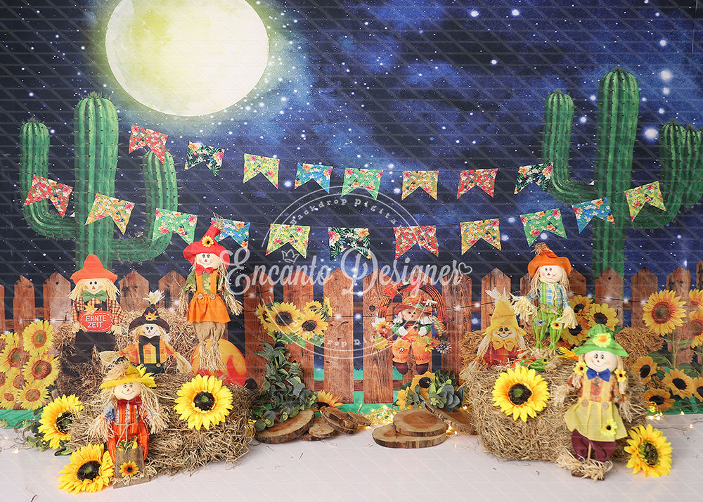 Avezano Desert Scarecrow Sunflower Moon Photography Background By Encanto Designer