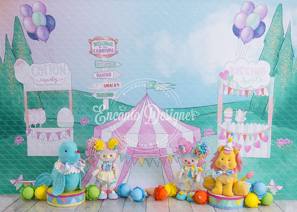 Avezano Pink Carnival Circus Animal Doll Photography Background By Encanto Designer