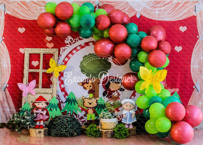 Avezano Little Red Riding Hood Red Green Balloon Photography Background By Encanto Designer
