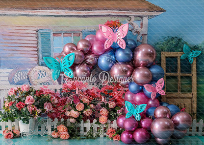 Avezano Butterfly Rustic House Balloon Photography Background By Encanto Designer