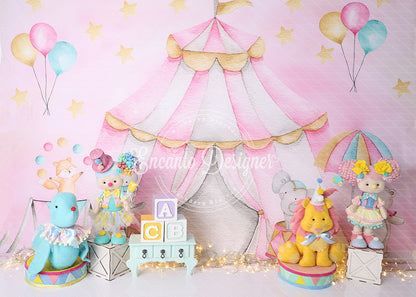 Avezano Circus Tent and Stuffed Animal Carnival Stars Photography Background By Encanto Designer