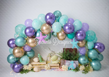 Avezano Mermaid Scale and Seashell Decor Photography Background By Encanto Designer