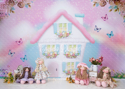 Avezano Pink Cottage and Rainbow House Photography Background By Encanto Designer