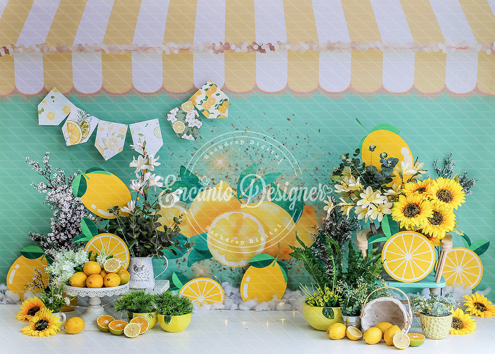 Avezano Lemon Sunflower Summer Photography Background By Encanto Designer