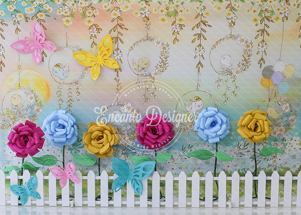 Avezano Butterfly Flower Garden Photography Background By Encanto Designer