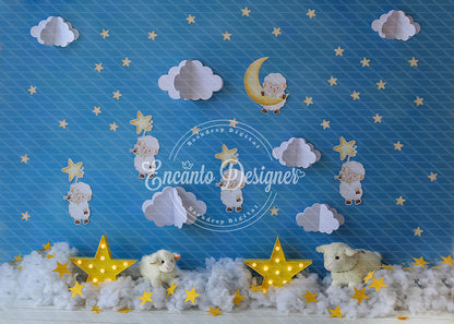 Avezano Star Moon Sheep Nursery Photography Background By Encanto Designer