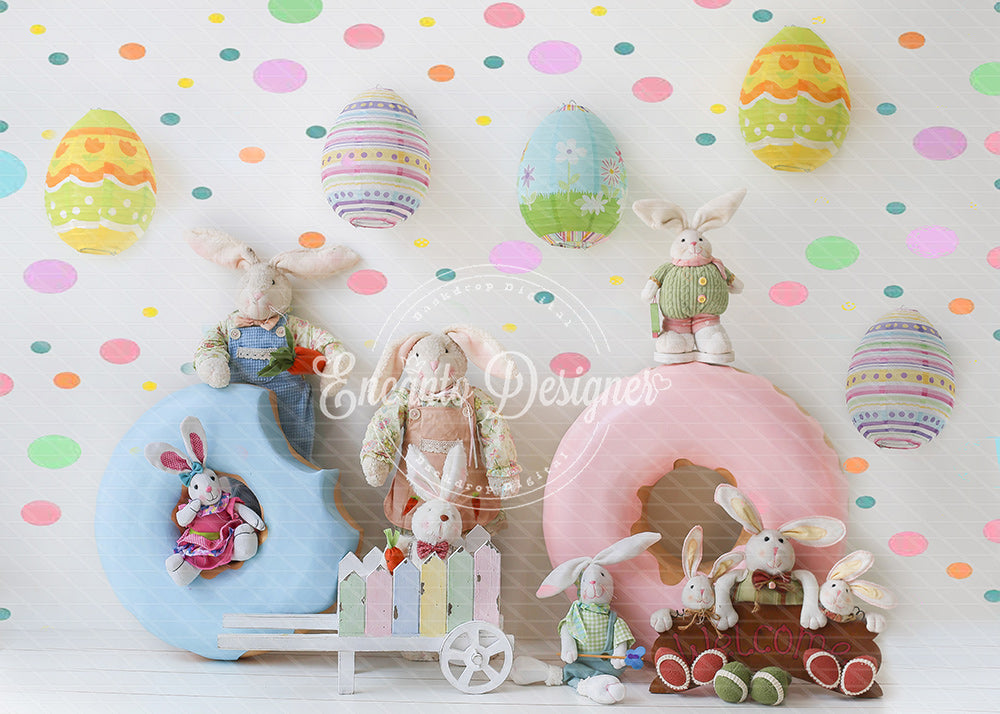 Avezano Easter Egg Donut Bunny Photography Background By Encanto Designer