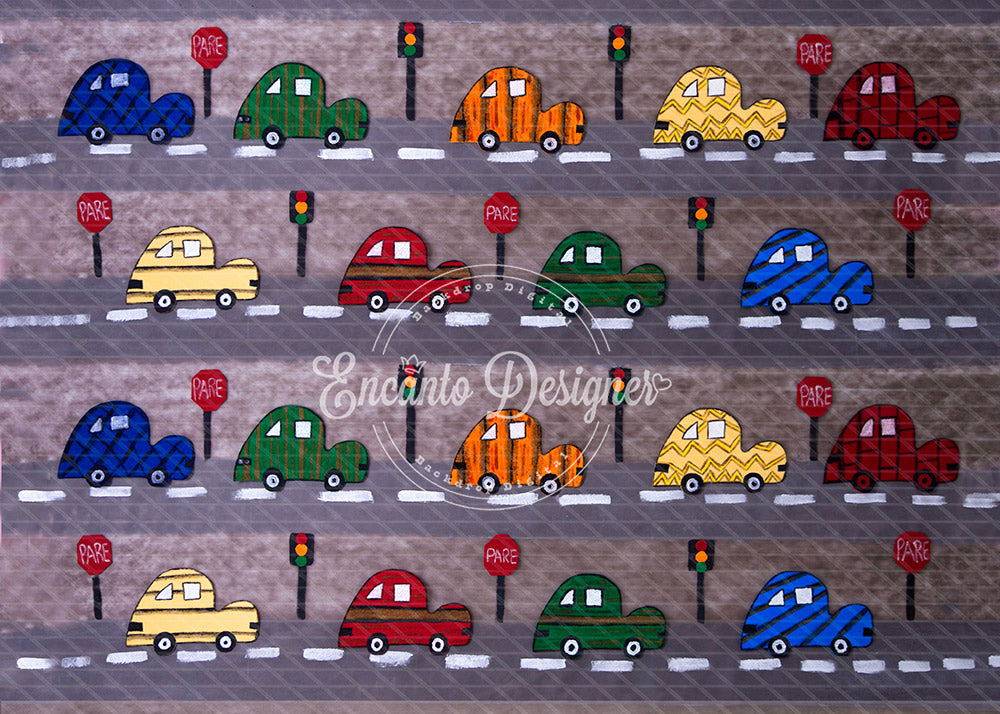 Avezano Cartoon Car Traffic Road Photography Background By Encanto Designer