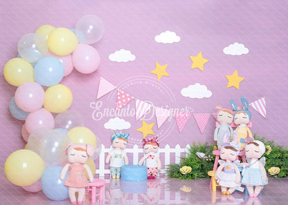 Avezano Pastel Star Cloud Doll Balloon Photography Background By Encanto Designer