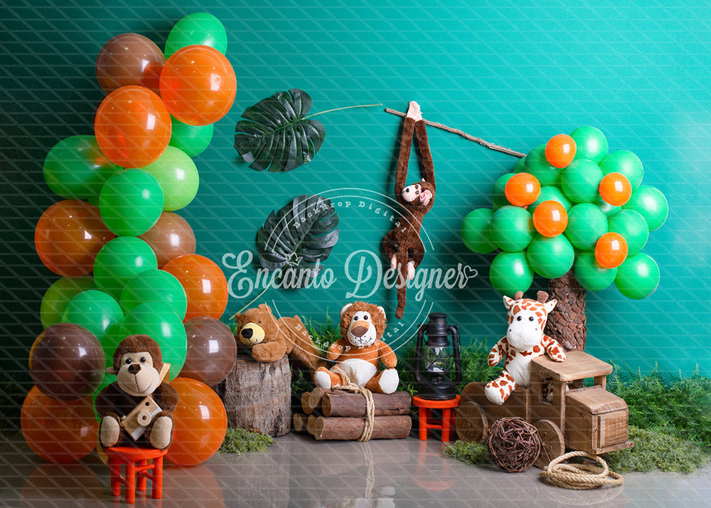 Avezano Jungle Safari Animal Balloon Photography Background By Encanto Designer