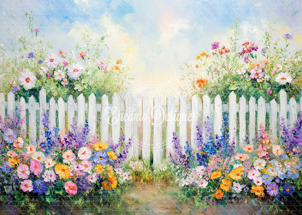 Avezano Oil Painting Spring Flower Fence Photography Background By Encanto Designer