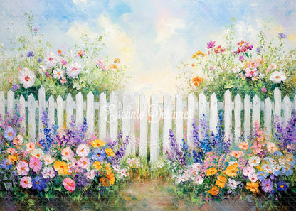 Avezano Oil Painting Spring Flower Fence Photography Background By Encanto Designer