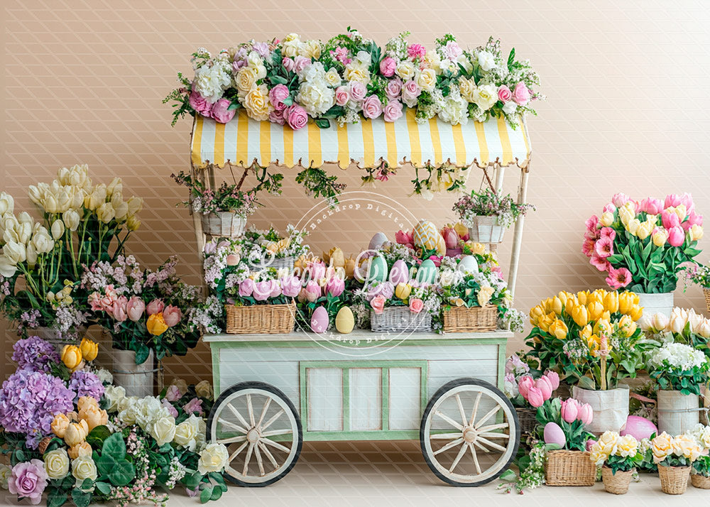 Avezano Easter Flower Cart Egg Photography Background By Encanto Designer