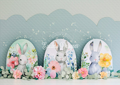 Avezano Watercolor Bunny Arch Floral Easter Photography Background By Encanto Designer