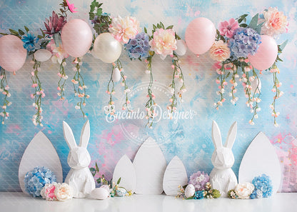 Avezano 3D Bunny Egg Floral Balloon Easter Photography Background By Encanto Designer