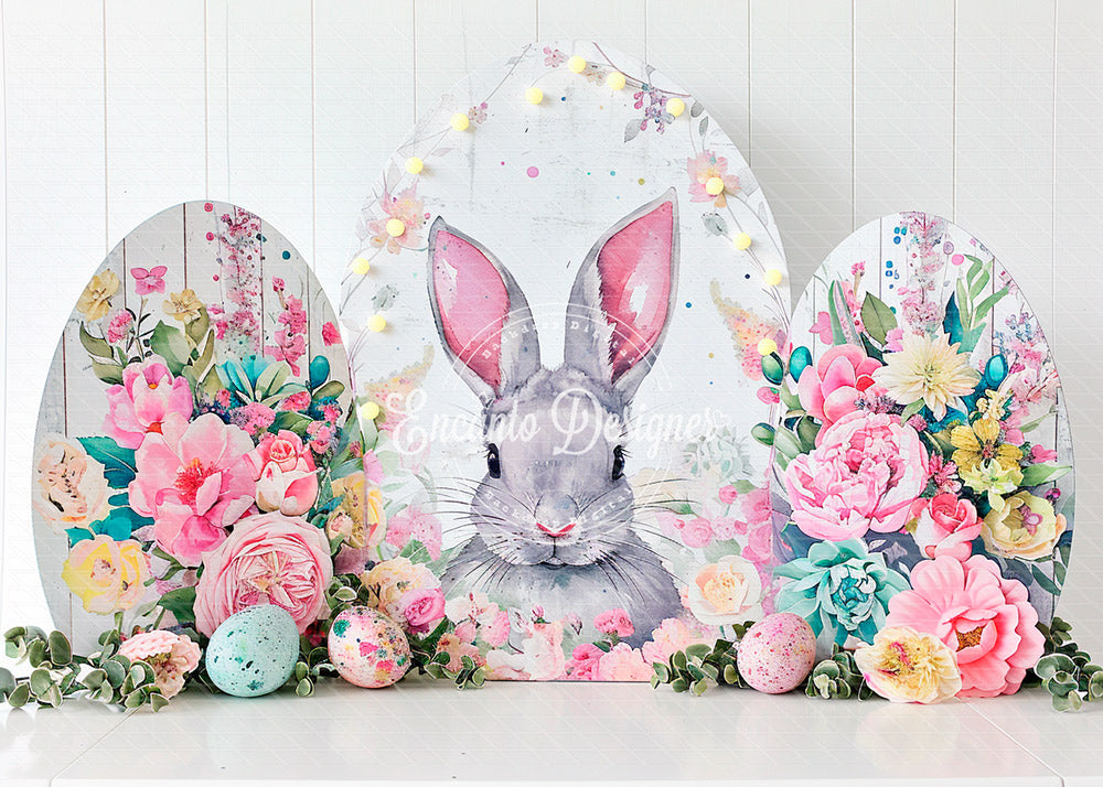 Avezano Egg Shape Bunny Floral Easter Photography Background By Encanto Designer